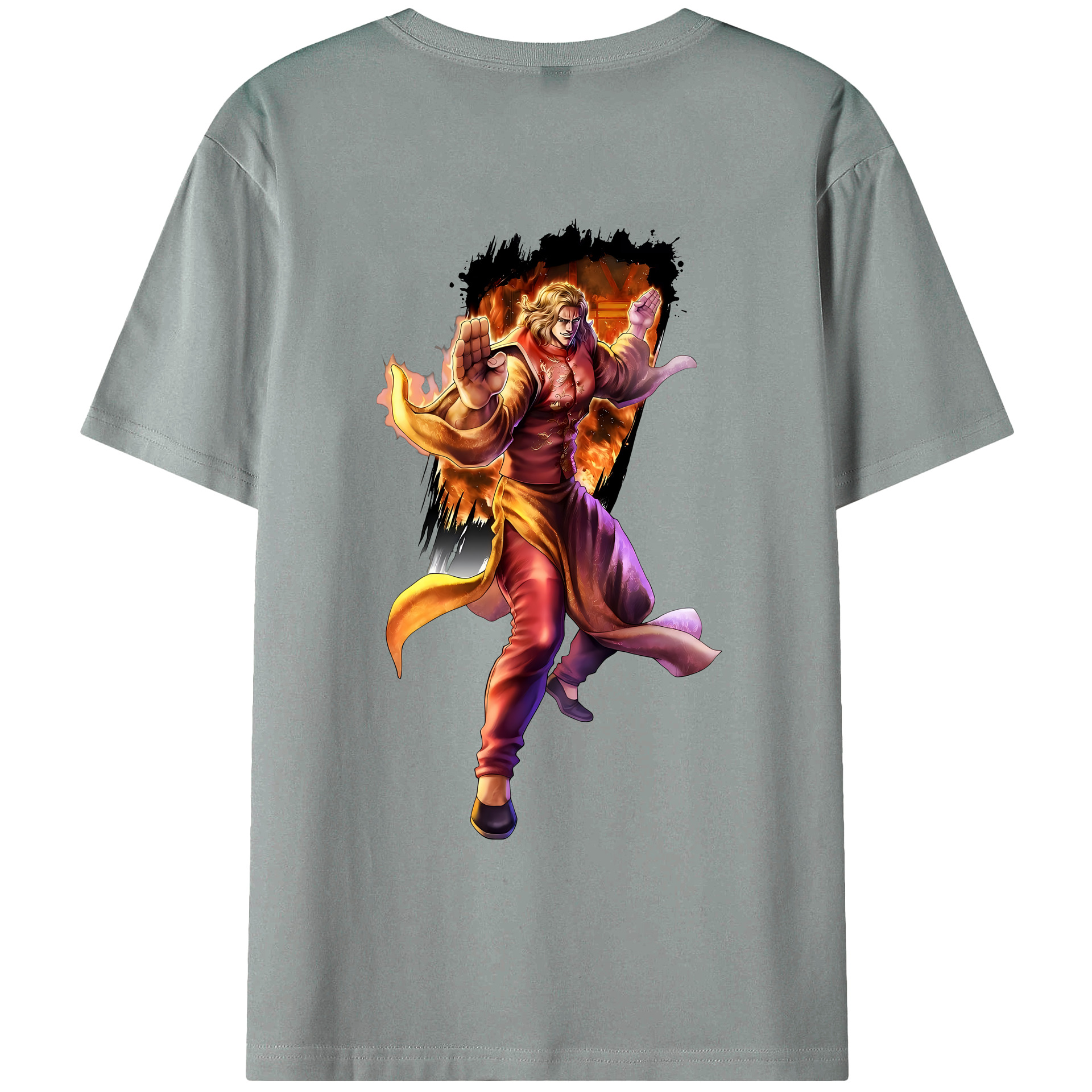 （画像用） 北斗の拳 Fist of the North Star 綿100％ メンズ半袖Tシャツ（バックプリント） 通気性